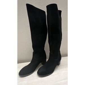 Lucky Brand Womens Sz 6M/36 Black Suede Pull On Knee High Boots $200